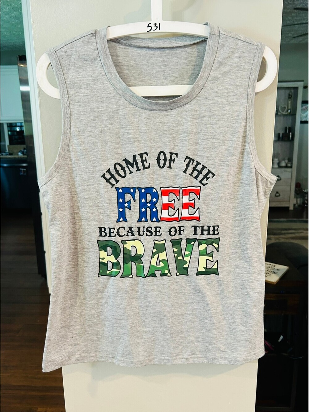 Gray Patriotic Graphic Muscle Tank